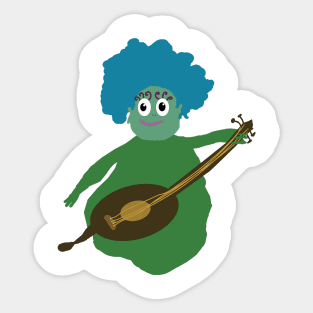 Cute Creature Musician Cartoon Sticker